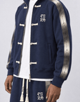Kol Şeritli Dügme Detaylı Fermuarlı Doubleface Lacivert Sweatshirt 2006
