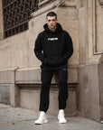 Freesoul Baskılı Oversize Kapüşonlu Sweatshirt Jogger Takım
