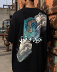 Nakış ve Baskılı Siyah Oversize Tshirt 5177