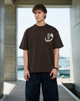 Yüksek Baskılı Eva Nakışlı Kahve Oversize Tshirt 5105