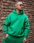 İmza Yeşil Kapüşonlu Oversize Sweatshirt