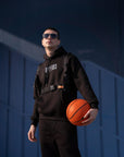Palaskalı Klipsli Siyah Kapüşonlu Sweatshirt Jogger Takım