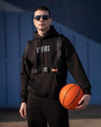 Palaskalı Klipsli Siyah Kapüşonlu Sweatshirt Jogger Takım