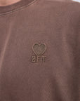 2FT Nakışlı Yıkamalı Kahve Oversize Tshirt 261013