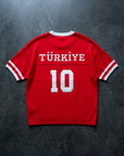 Türkiye Aplikeli Triko Oversize Kırmızı Tshirt