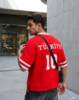 Türkiye Aplikeli Triko Oversize Kırmızı Tshirt