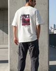 Kabartma Baskı Ekru Oversize Tshirt 5178