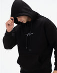 İmza Siyah Kapüşonlu Oversize Sweatshirt