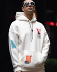 V Cool Baskılı Kapüşonlu Oversize Sweatshirt