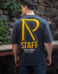 R Staff Baskılı Antrasit Yıkama Erkek Oversize Tshirt