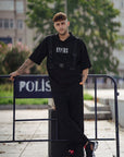 Taktik Siyah Kapüşonlu Oversize Tshirt