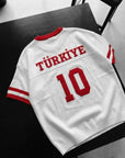 Türkiye Aplikeli Triko Oversize Beyaz Tshirt