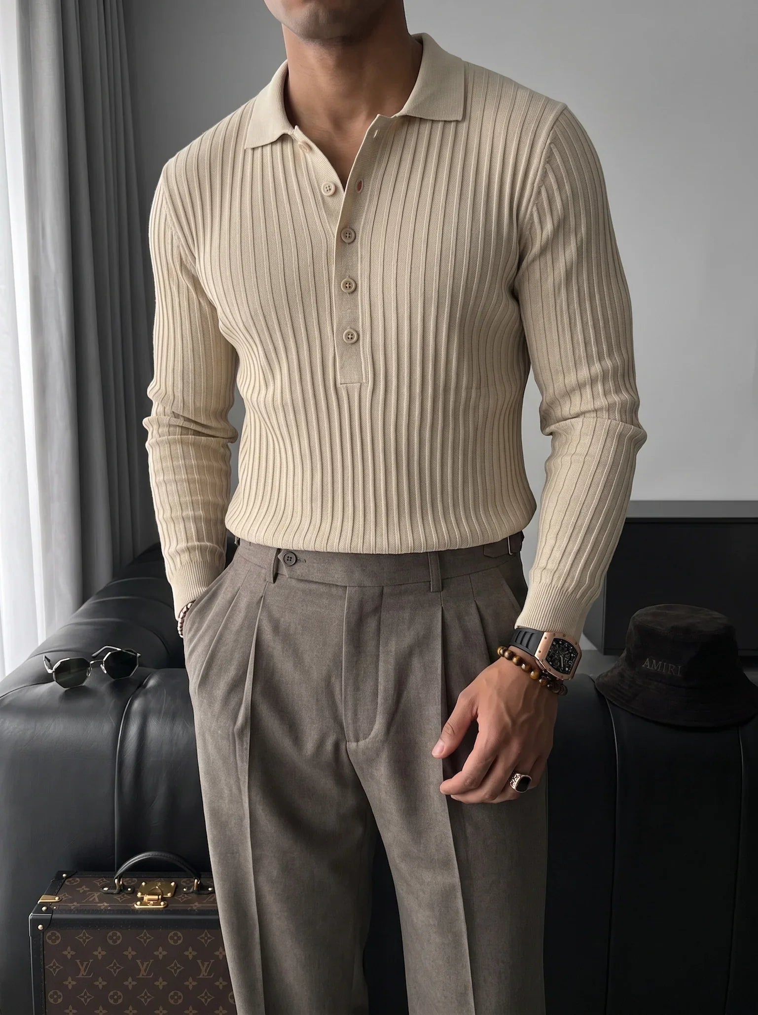 Slim fit Polo Fitilli Erkek Kazak 3465
