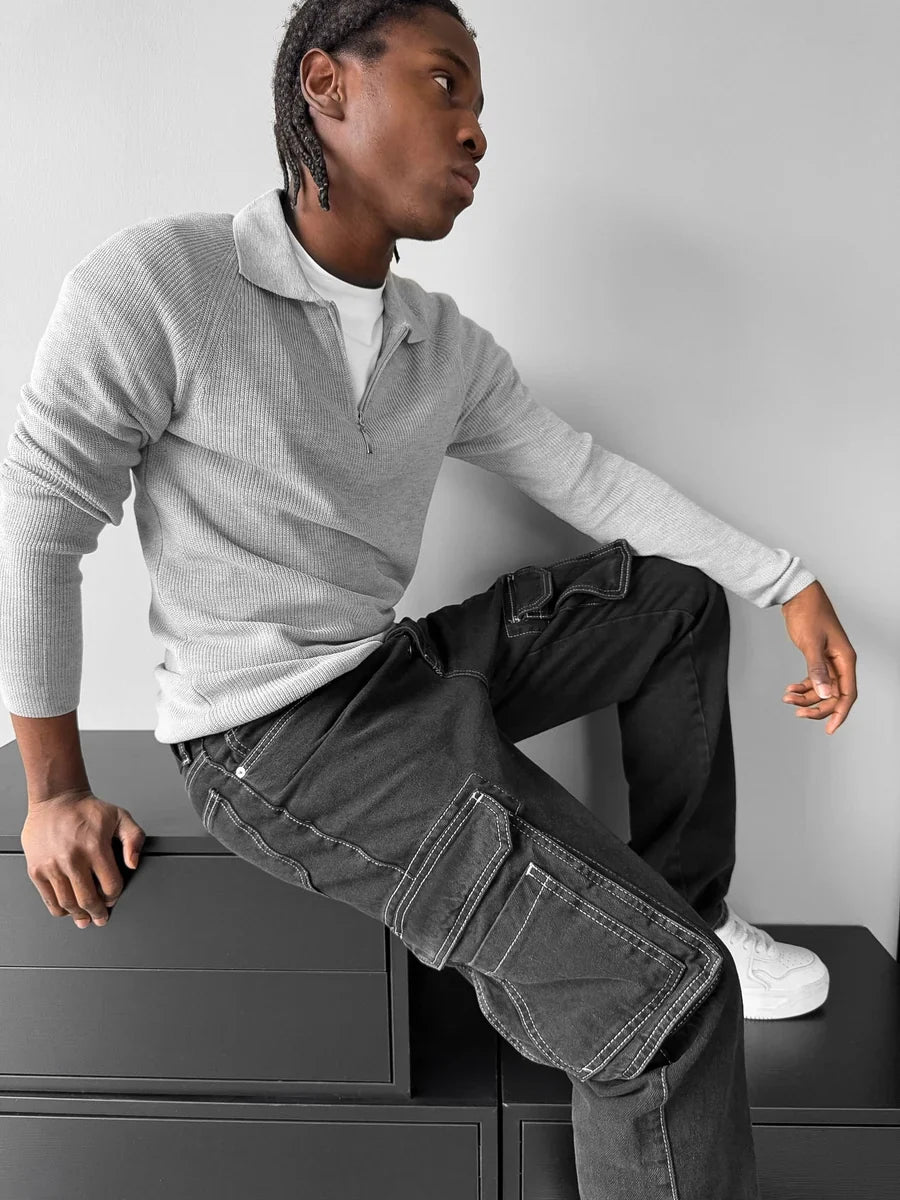 Yarım Fermuarlı Polo Slim fit Kazak 3470