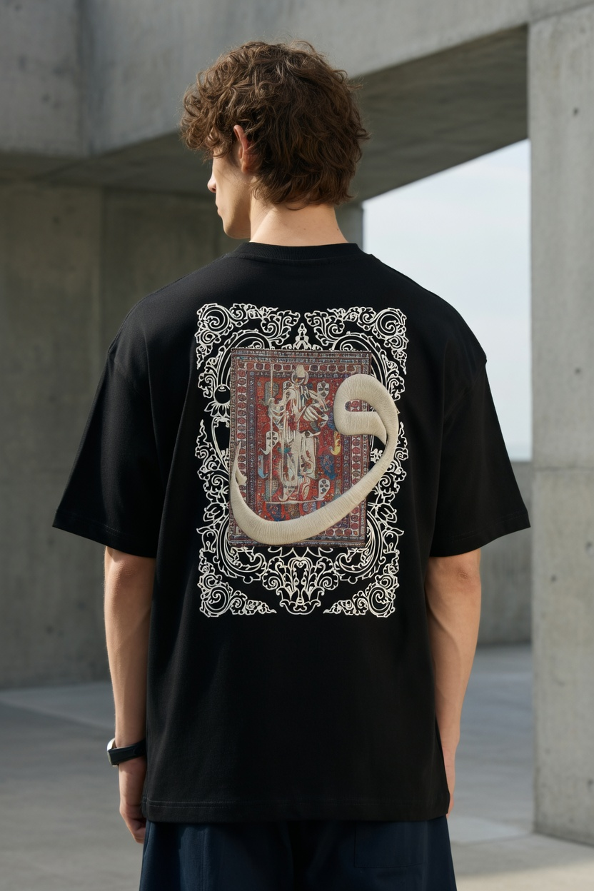 Yüksek Baskılı Eva Nakışlı Oversize Tshirt 5105