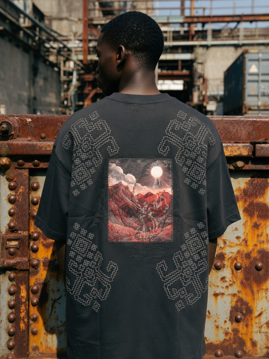 Kabartma Baskı Oversize Tshirt 5178