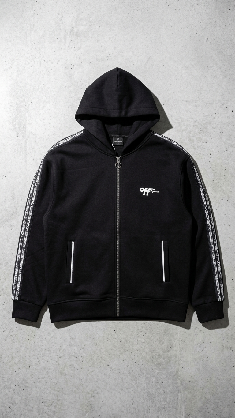 Kol Şerit Desenli Fermuarlı Panda Sweatshirt 9225