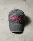 MVP Aplikeli Retro Yıkamalı Antrasit Cap Şapka