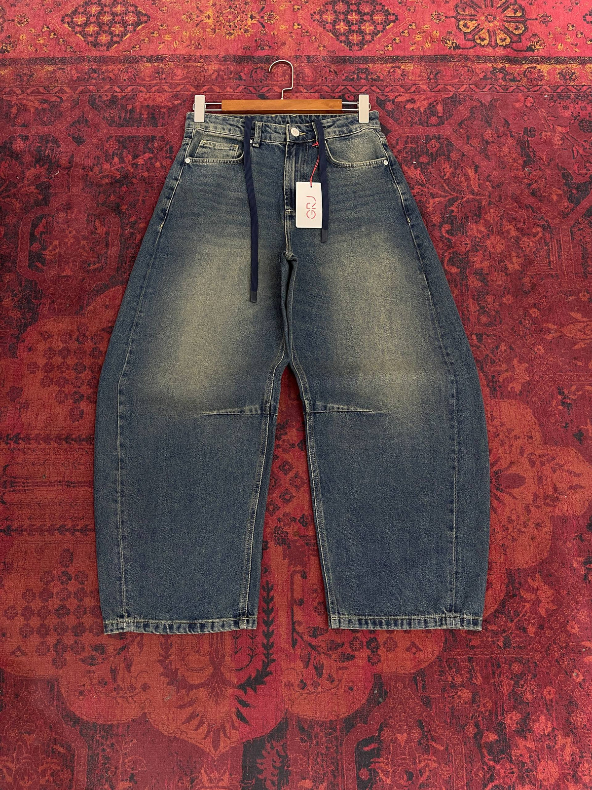 Bagcık Detaylı Super Baggy Koyu Mavi Erkek Kot Pantolon 17229-2