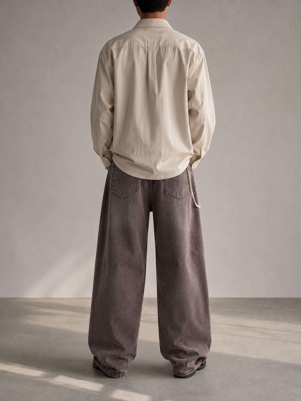 Wide Leg Super Baggy Kahve Erkek Kot Pantolon 17240-4