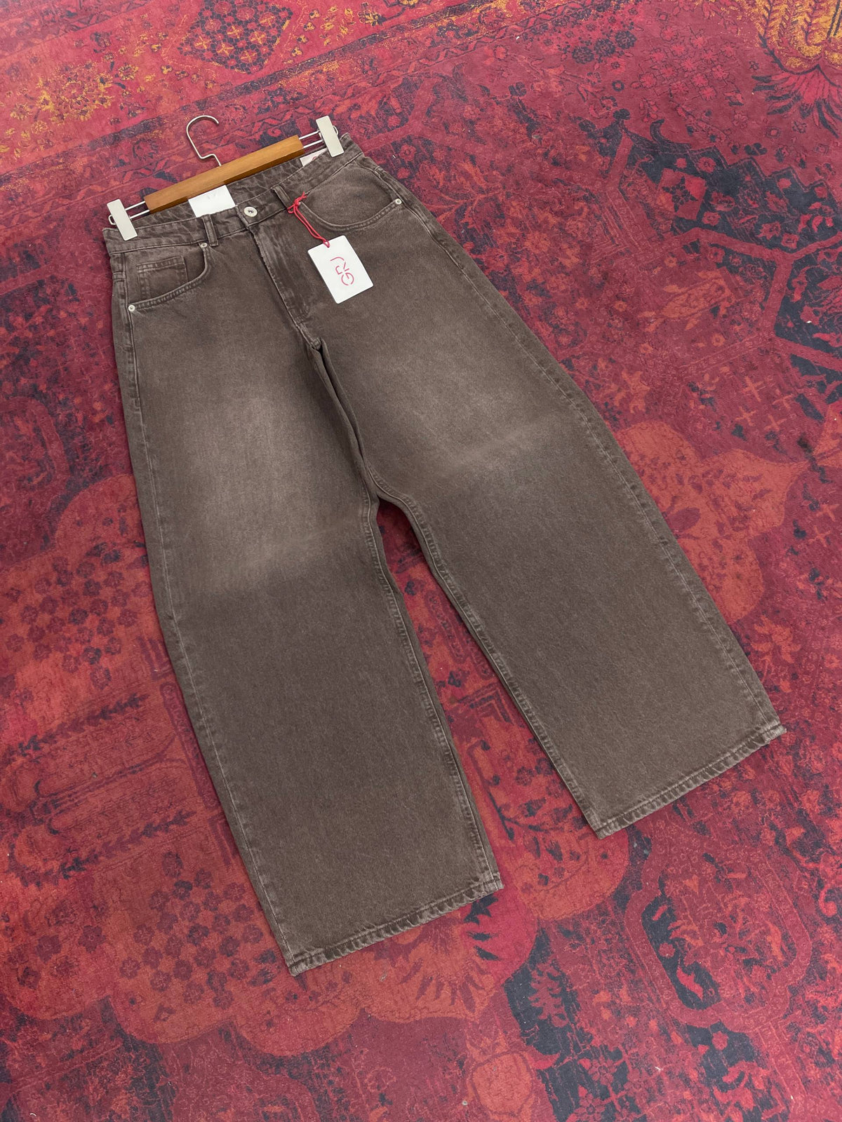 Wide Leg Super Baggy Kahve Erkek Kot Pantolon 17240-4