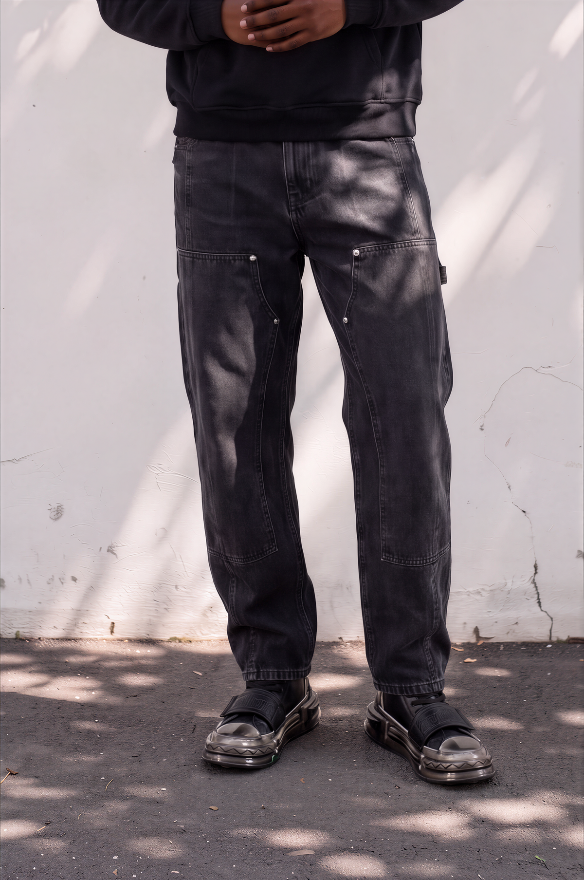 Panelli Baggy Fit Erkek Antrasit Kot Pantolon 17303-1