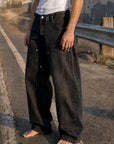 Panelli Baggy Fit Erkek Antrasit Kot Pantolon 17303-1