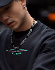 X Future Baskılı Siyah Oversize Sweatshirt