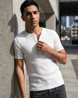Slim Fit Düğmeli Henley Beyaz Tshirt 22338