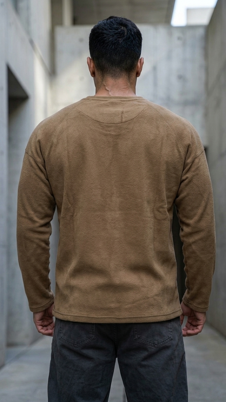 Geniş Yaka Reglan Kol Polar Erkek Kahve Sweatshirt 257049