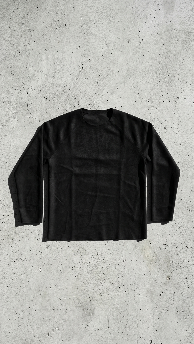 Geniş Yaka Reglan Kol Polar Erkek Siyah Sweatshirt 257049