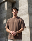 2FT Nakışlı Yıkamalı Kahve Oversize Tshirt 261013