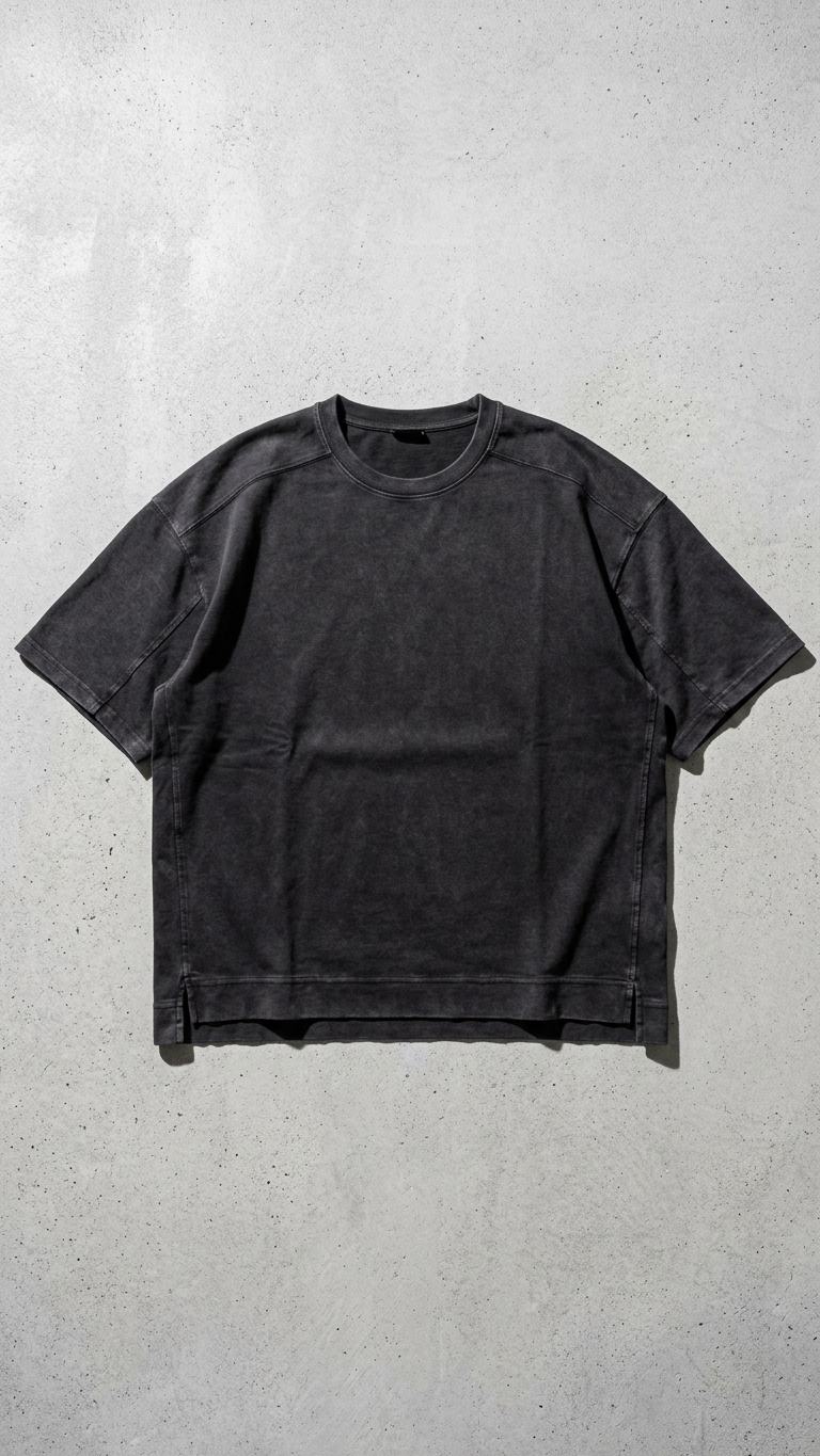 Parçalı Yıkamalı Antrasit Oversize Tshirt 26022