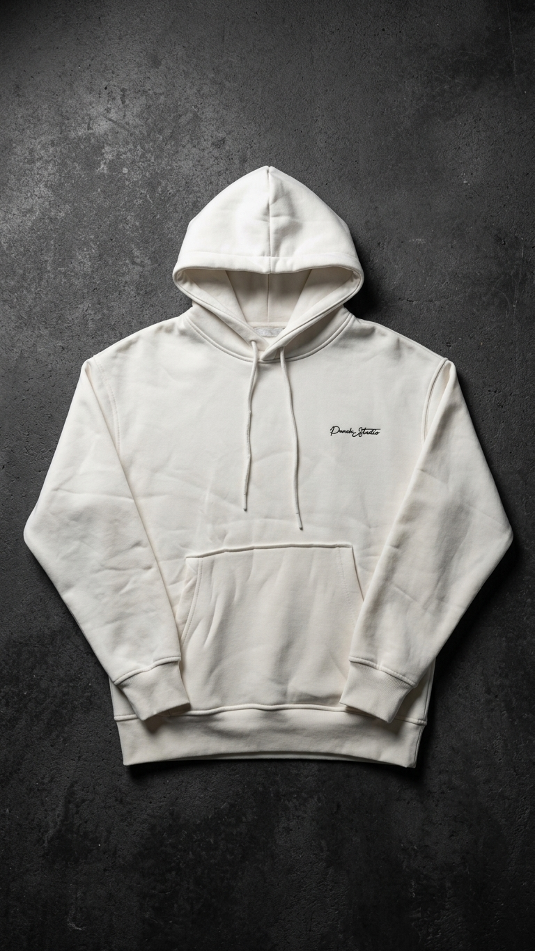 Minimal Baskı Ekru Oversize Sweatshirt 3242