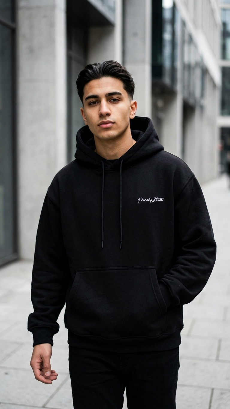 Minimal Baskı Siyah Oversize Sweatshirt 3242