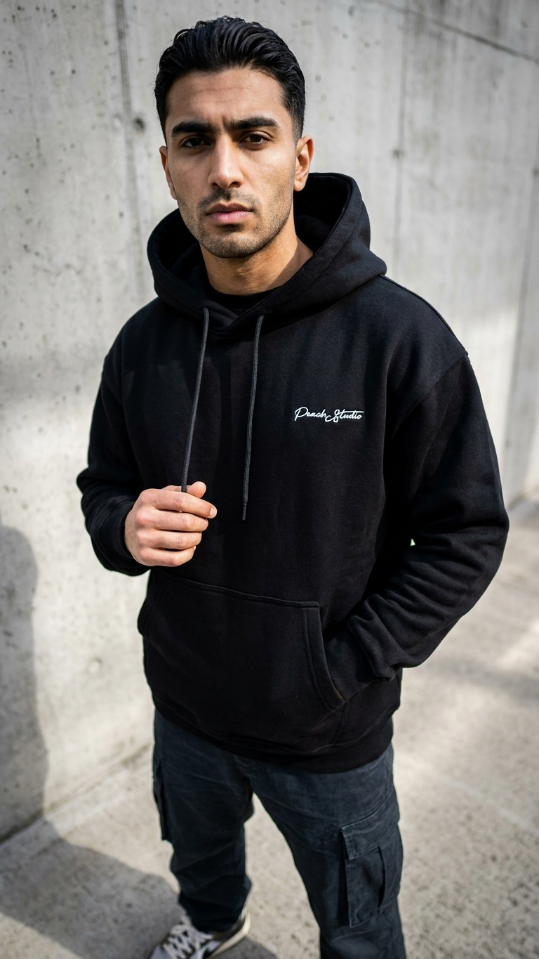 Minimal Baskı Siyah Oversize Sweatshirt 3242