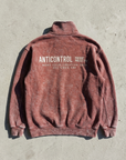 Yarım Fermuarlı Yıkama Efect Oversize Bordo Sweatshirt 3245