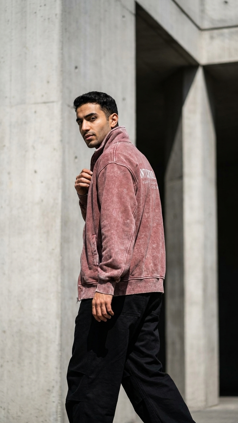 Yarım Fermuarlı Yıkama Efect Oversize Bordo Sweatshirt 3245