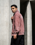 Yarım Fermuarlı Yıkama Efect Oversize Bordo Sweatshirt 3245