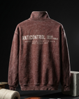 Yarım Fermuarlı Yıkama Efect Oversize Bordo Sweatshirt 3245