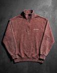 Yarım Fermuarlı Yıkama Efect Oversize Bordo Sweatshirt 3245