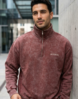 Yarım Fermuarlı Yıkama Efect Oversize Bordo Sweatshirt 3245