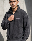 Yarım Fermuarlı Yıkama Efect Oversize Sweatshirt 3245