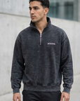 Yarım Fermuarlı Yıkama Efect Oversize Sweatshirt 3245