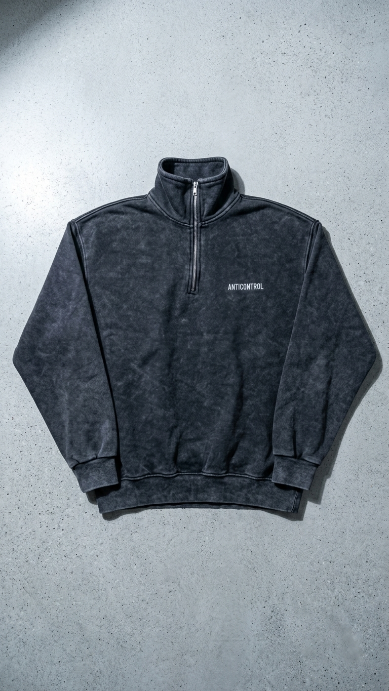 Yarım Fermuarlı Yıkama Efect Oversize Sweatshirt 3245