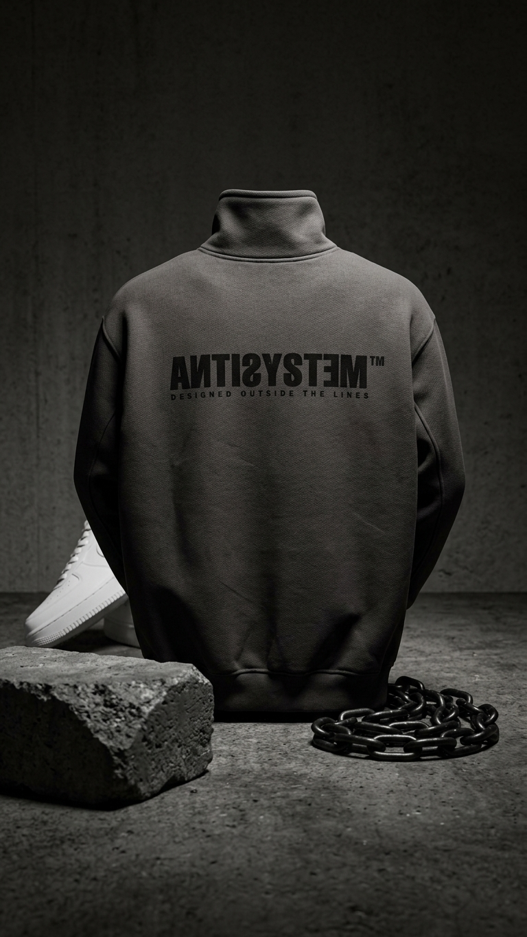 Yarım Fermuarlı Oversize Siyah Sweatshirt 3246