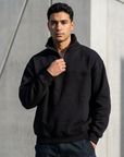 Yarım Fermuarlı Oversize Siyah Sweatshirt 3246