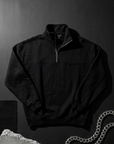 Yarım Fermuarlı Oversize Siyah Sweatshirt 3246