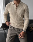 Slim fit Polo Fitilli Ekru Erkek Kazak 3465