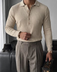 Slim fit Polo Fitilli Ekru Erkek Kazak 3465